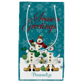 Seizoen Groeten Sneeuwmannen Vrienden | Christmas Klein Cadeauzakje (Voorkant)