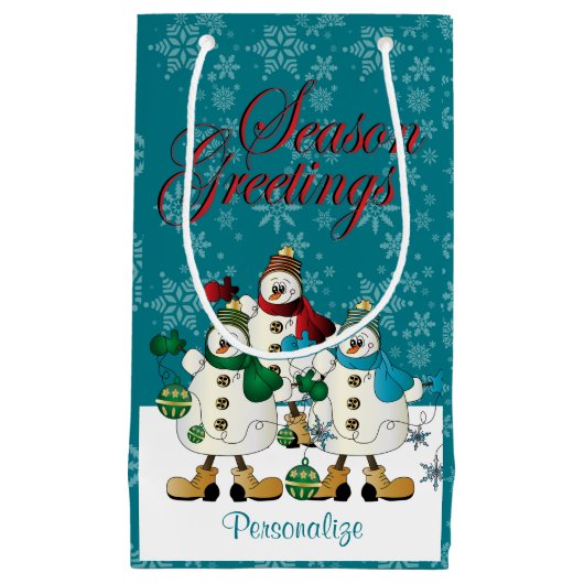Seizoen Groeten Sneeuwmannen Vrienden | Christmas Klein Cadeauzakje (Voorkant)