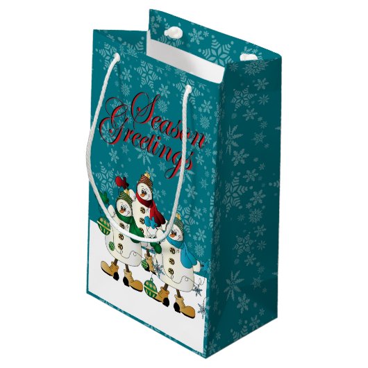 Seizoen Groeten Sneeuwmannen Vrienden | Christmas Klein Cadeauzakje (Achterkant Gekanteld)