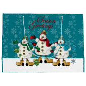 Seizoen Groeten Sneeuwmannen Vrienden | Christmas Large Cadeautasje (Achterkant)