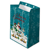 Seizoen Groeten Sneeuwmannen Vrienden | Christmas Medium Cadeauzakje (Achterkant Gekanteld)