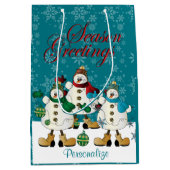 Seizoen Groeten Sneeuwmannen Vrienden | Christmas Medium Cadeauzakje (Voorkant)