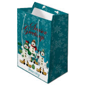 Seizoen Groeten Sneeuwmannen Vrienden | Christmas Medium Cadeauzakje (Voorkant Gekanteld)