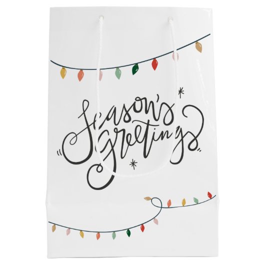 Seizoen Groeten String van Kerstmis Lichten Medium Cadeauzakje (Achterkant)