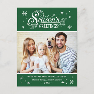 Seizoen Groeten Typografie Vakantie Familiefoto Briefkaart