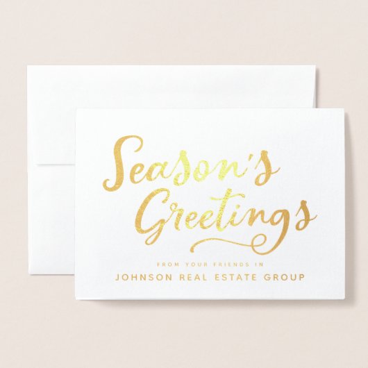 Seizoen Groeten Typografie | Vakantie groeten Folie Kaarten (Voorkant met envelop)