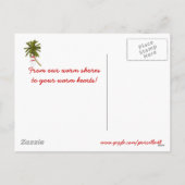 Seizoen Groeten uit Texas, Sneeuwman palmboom Feestdagenkaart (Achterkant)