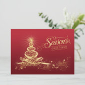 Seizoen Groeten Vakantie Kaart | Rood, vals goud (Staand voorkant)