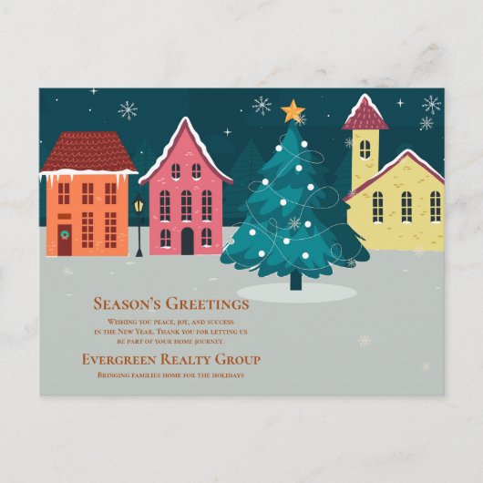 Seizoen Groeten Vastgoed Business Kerstmis Feestdagenkaart (Voorkant)