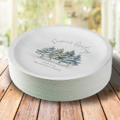 Seizoen Groeten Waterverf Kerstbomen Papieren Bordje