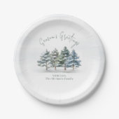 Seizoen Groeten Waterverf Kerstbomen Papieren Bordje (Voorkant)