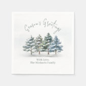 Seizoen Groeten Waterverf Kerstbomen Servet (Voorkant)