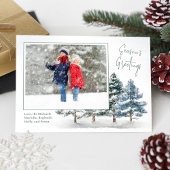 Seizoen Groeten Winter Pine 2 Foto Feestdagenkaart