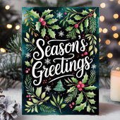Seizoen Groetjes Feestelijke Waterverf Kerst Feestdagen Kaart