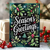 Seizoen Groetjes Feestelijke Waterverf Kerst Feestdagen Kaart