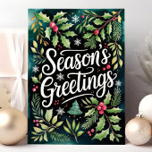 Seizoen Groetjes Feestelijke Waterverf Kerst Feestdagen Kaart