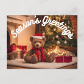 Seizoen Groetjes Glimlachende Teddy Bear open haar Feestdagenkaart (Voorkant)