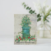 Seizoen Groetjes Kerstboom Melk Kan Collage Briefkaart (Staand voorkant)