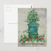 Seizoen Groetjes Kerstboom Melk Kan Collage Briefkaart (Voorkant / Achterkant)