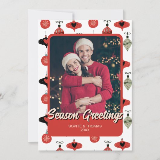 Seizoen Groetjes Kerstpaar Foto rood Feestdagenkaart (Voorkant)