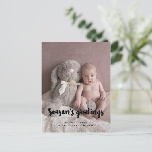 Seizoen Groetjes moderne Vakantiefoto Briefkaart (Staand voorkant)