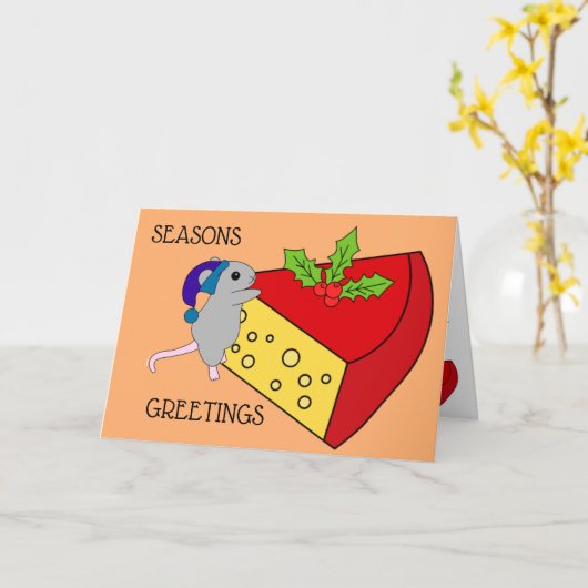 Seizoen Groetjes Muizenkaas Humor Grappig Kaart (Gele Bloem)