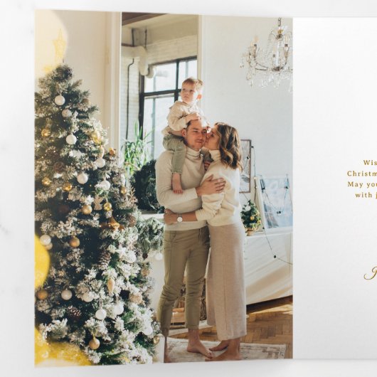 Seizoen Groetjes Pine Christmas Ornament Foto Drieluik Wenskaart (Binnenzijde eerst)