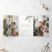 Seizoen Groetjes Pine Christmas Ornament Foto Drieluik Wenskaart (Binnen)