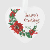 Seizoen Groetjes Pointsettia Gedateerd Vakantie Ornament (achterkant)