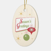 Seizoen Groetjes Retro 1950 Kerstmis Keramisch Ornament (Links)