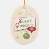 Seizoen Groetjes Retro 1950 Kerstmis Keramisch Ornament (Voorkant)
