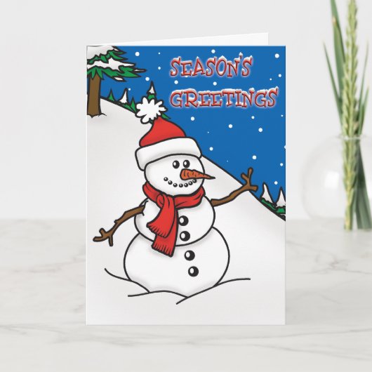 Seizoen Groetjes Snowman Kerst Kaart (Voorkant)
