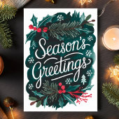 Seizoen Groetjes Waterverf Kerst Feestdagen Kaart