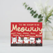 Seizoen is Meowwy Funny Cute Cats Caroling Briefkaart (Staand voorkant)