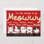 Seizoen is Meowwy Funny Cute Cats Caroling Briefkaart (Voorkant / Achterkant)
