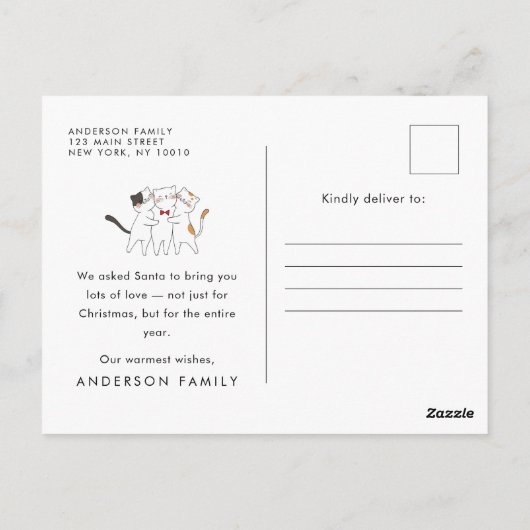 Seizoen is Meowwy Funny Cute Cats Caroling Briefkaart (Achterkant)