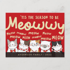Seizoen is Meowwy Funny Cute Cats Caroling Briefkaart
