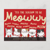 Seizoen is Meowwy Funny Cute Cats Caroling Briefkaart (Voorkant)