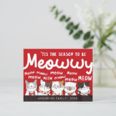 Seizoen is Meowwy Funny Cute Cats Caroling Briefkaart (Staand voorkant)