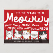 Seizoen is Meowwy Funny Cute Cats Caroling Briefkaart (Voorkant)