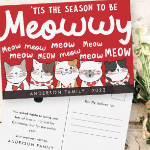 Seizoen is Meowwy Funny Cute Cats Caroling Briefkaart