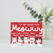 Seizoen is Meowwy Funny Cute Cats Caroling Briefkaart (Staand voorkant)