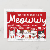 Seizoen is Meowwy Funny Cute Cats Caroling Briefkaart (Voorkant / Achterkant)