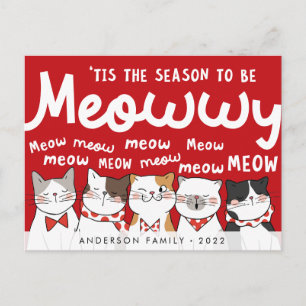 Seizoen is Meowwy Funny Cute Cats Caroling Briefkaart