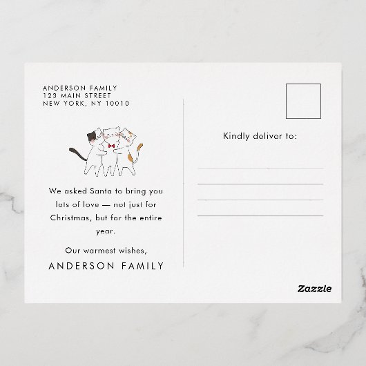Seizoen is Meowwy Funny Cute Cats Caroling Folie Feestdagen Briefkaart (Achterkant)
