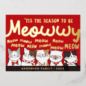Seizoen is Meowwy Funny Cute Cats Caroling Folie Feestdagen Briefkaart (Voorkant)