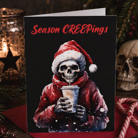 Seizoen Kruipt Sint Skelet Griezelig Kerstmis Kaart