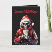 Seizoen Kruipt Sint Skelet Griezelig Kerstmis Kaart (Voorkant)