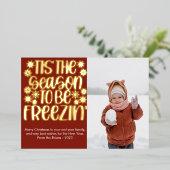 Seizoen naar Freezin Folie vakantie Kaart (Staand Voorkant)