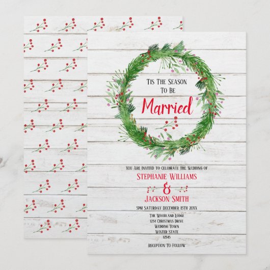 Seizoen om getrouwd te zijn | Rijsthout Winterbrui Kaart (Voorkant / Achterkant)